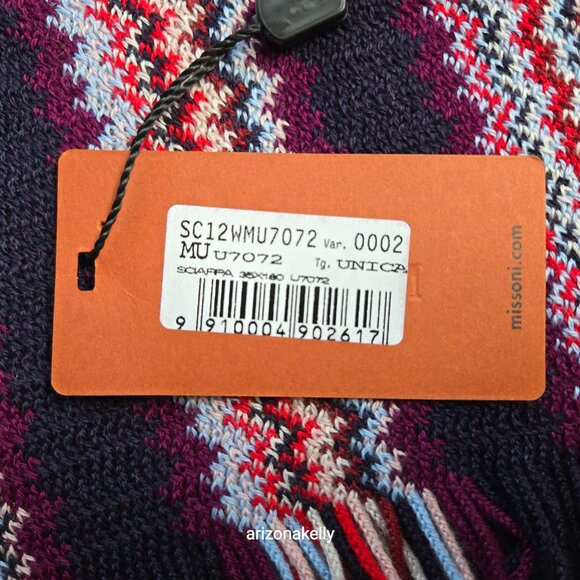 NWT Missoni Zig Zag Scarf Purple Red Blue - Picture 6 of 11